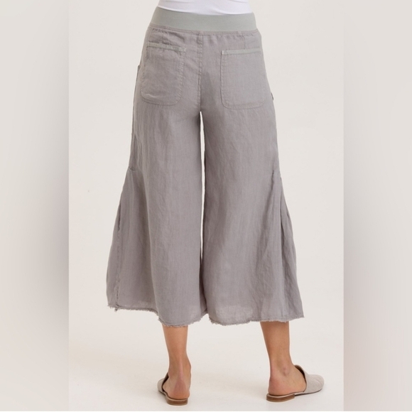 XCVI Grey Contina Crop Wide-leg Pants Linen Size Medium - Picture 6 of 12